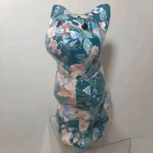 Floral  Decoupage Style Ceramic Kitty.